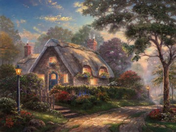 cottage cornfield Painting - Lovelight Cottage Thomas Kinkade